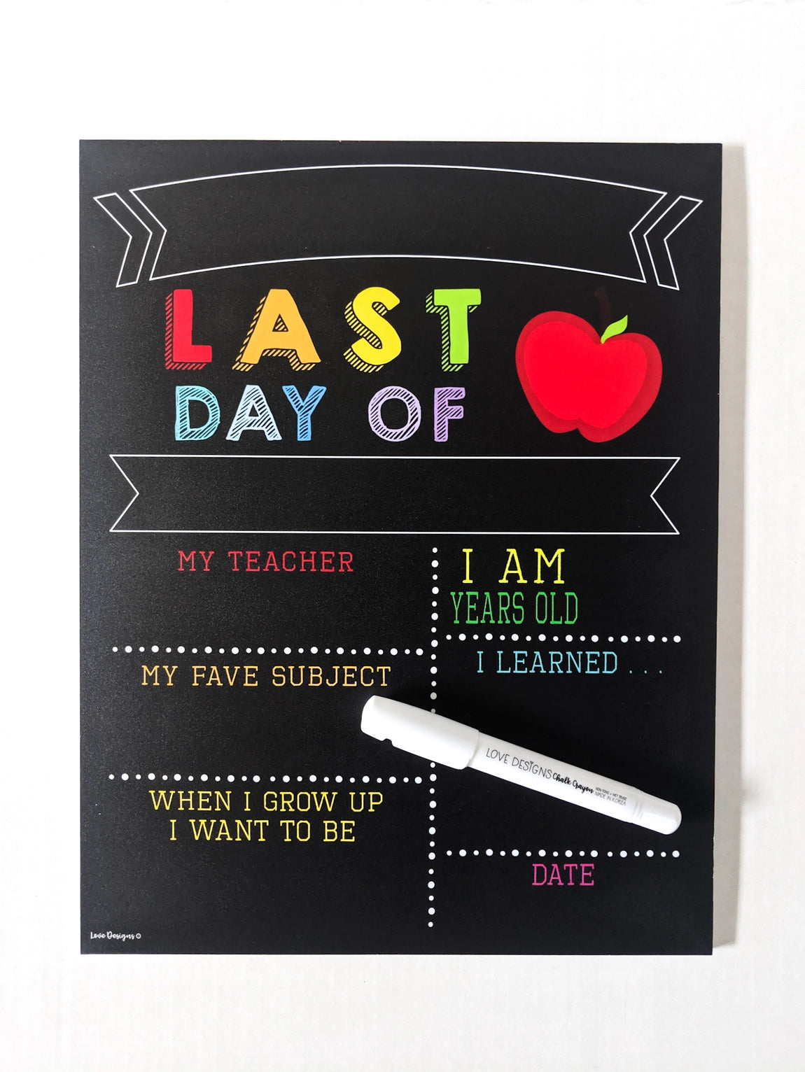 Love designs first and last day of school chalkboard sign, the local space, local canadian brands