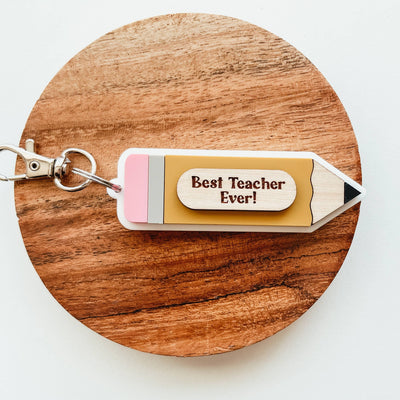 Knotty Design | 3D Best Teacher Ever Pencil Keychain, The Local Space, Local Canadian Brands