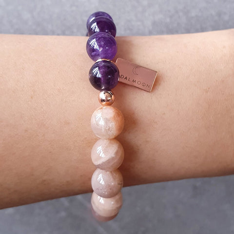 Amethyst + Peach Moonstone | Bracelet - The Local Space