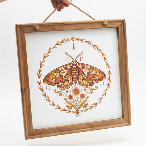 Moth Canvas & Wood Frame Sign
