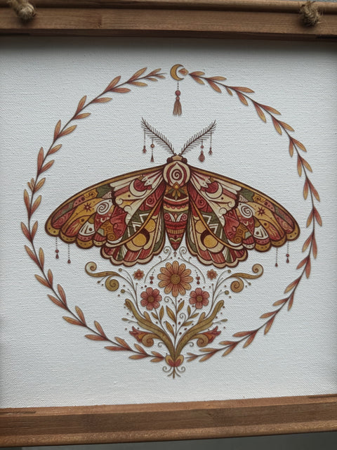 Moth Canvas & Wood Frame Sign