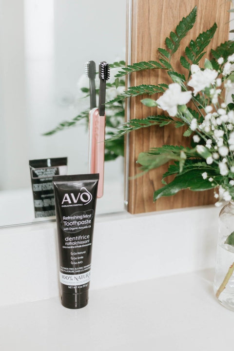 AVO Everlasting Essentials eco toothbrush starter kit magnetic mount biodegradable brush head - The Local Space