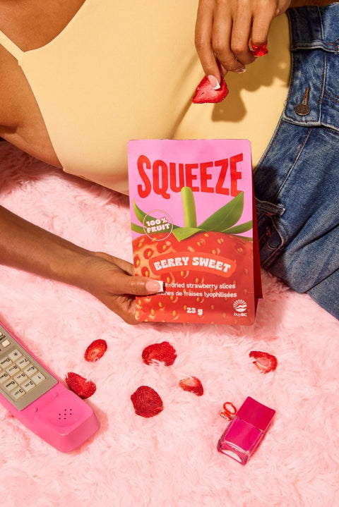 SQUEEZE Berry Sweet freeze dried strawberries crunchy fruit snack - The Local Space