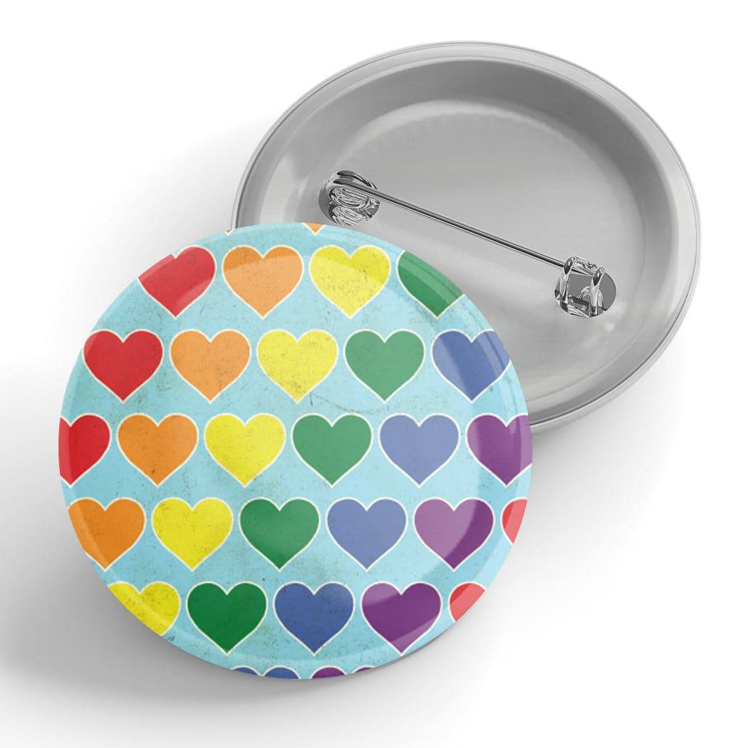 Rainbow Hearts Button Pin