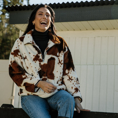 Cow Print Half Zip - The Local Space