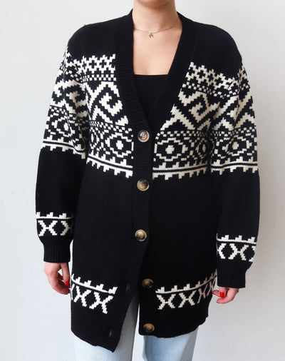 Fair Isle Oversized Knit Cardigan (SALE) - The Local Space