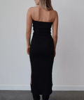 Ribbed Strapless Maxi Dress | Black - The Local Space