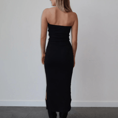 Ribbed Strapless Maxi Dress | Black - The Local Space