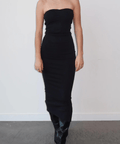 Ribbed Strapless Maxi Dress | Black - The Local Space