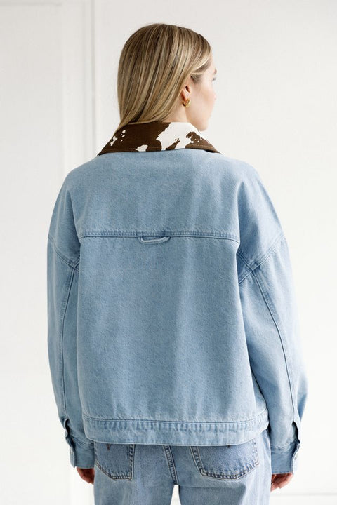 1981 Denim Jacket - Vintage Blue & Cow Print Collar