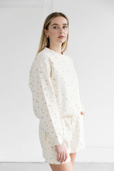 Retro Crewneck - Cream & Floral