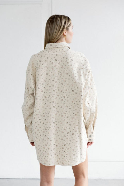 Floral Shania Denim Jacket - Cream & Pink