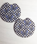 Tidal Wave Designs Checkered Butterflies car coasters neoprene cup holder coaster - The Local Space