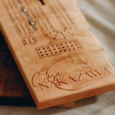 Custom Engraved Wooden Cribbage Board with Cards & Pegs - The Local Space