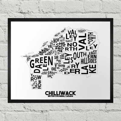 Chilliwack Neighborhood Typographic Map Print - The Local Space