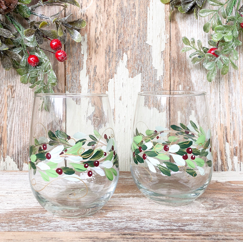 Hand Painted Stemless Wine Glasses - The Local Space