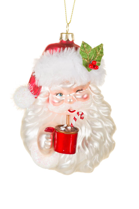Winking Santa Head Ornament - The Local Space