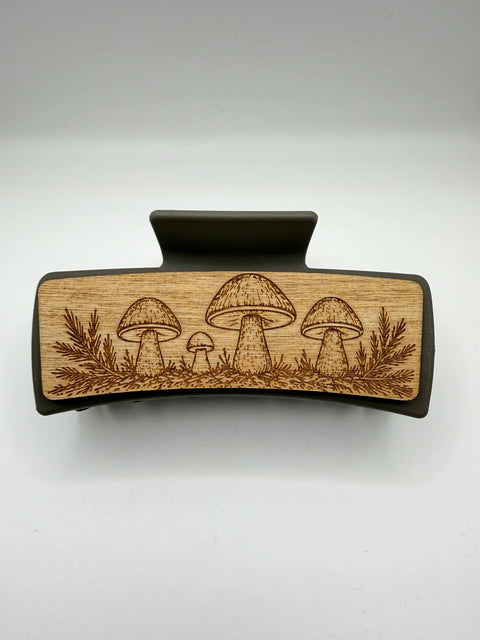 Mushrooms - Wood Hair Clip