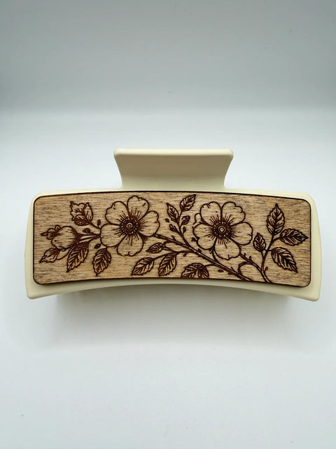 Wild Rose - Wood Hair Clip