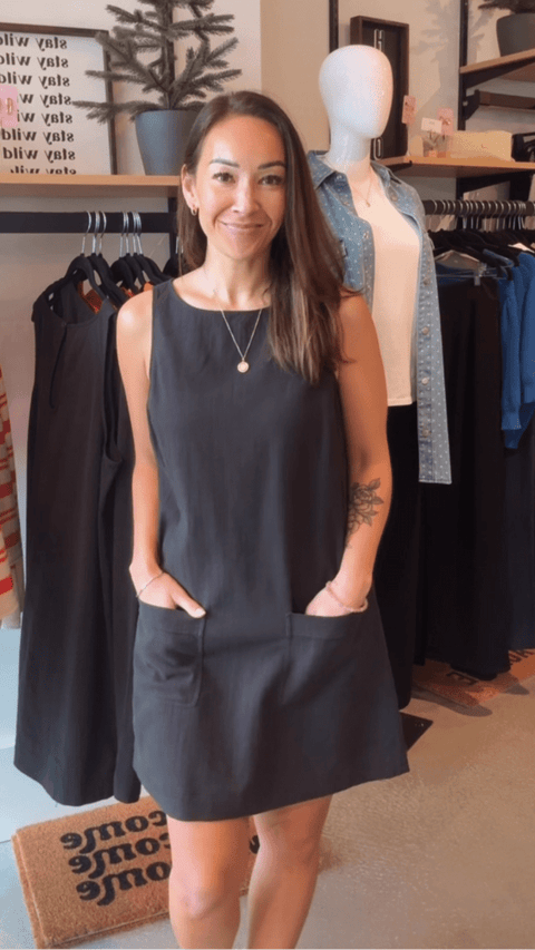 Gentle Fawn Casey Shift Dress - Washed Black - The Local Space