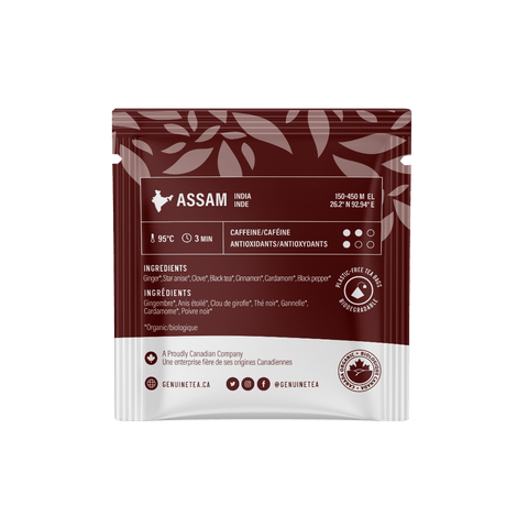 Genuine Tea Co. Individually Wrapped Organic Masala Chai Black Tea Bag - The Local Space