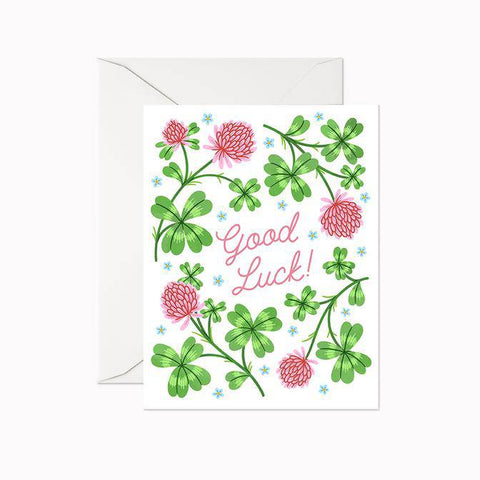 Good Luck Four Leaf Clovers Greeting Card – A2 Blank Inside - The Local Space