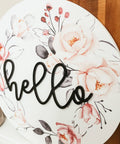 Hello Wooden Sign 12 Inch Round 3D Lettering Wall Decor - The Local Space