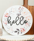 Hello Wooden Sign 12 Inch Round 3D Lettering Wall Decor - The Local Space