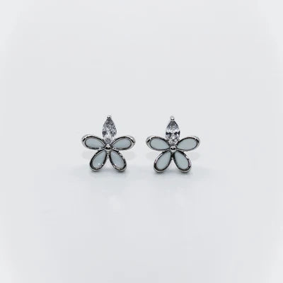 Little Miss Bloom Studs - Rhodium Plated