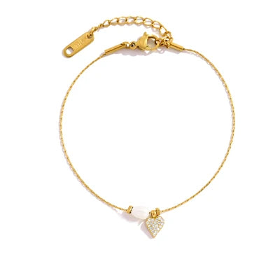 Promise Pearl Heart Bracelet - Gold Plated