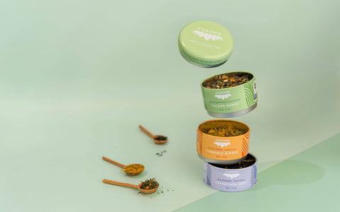 JusTea - Assorted Trio Tin & Spoon - Organic Black, Green, Herbal Tea - The Local Space