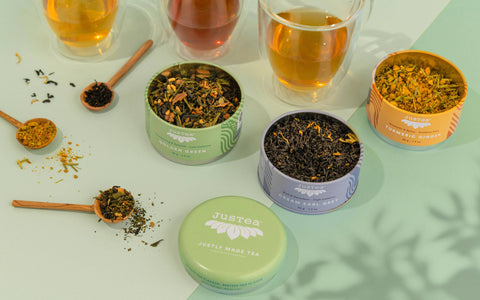 JusTea - Assorted Trio Tin & Spoon - Organic Black, Green, Herbal Tea - The Local Space