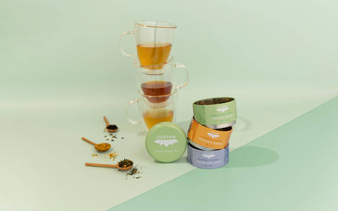 JusTea - Assorted Trio Tin & Spoon - Organic Black, Green, Herbal Tea - The Local Space