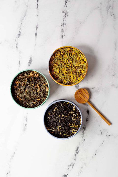 JusTea - Assorted Trio Tin & Spoon - Organic Black, Green, Herbal Tea - The Local Space