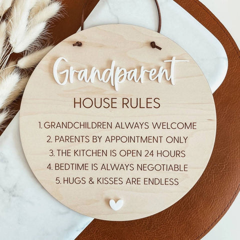 Knotty Design Co. Grandparent House Rules Engraved Pendant Sign - The Local Space