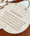 Grandparent House Rules Engraved Pendant Sign - The Local Space