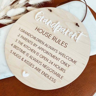 Grandparent House Rules Engraved Pendant Sign - The Local Space