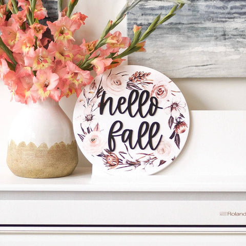 Hello Fall 3D Wooden Round Sign (SALE) - The Local Space