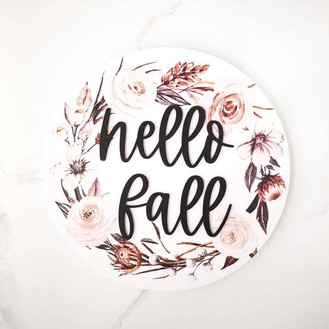 Hello Fall 3D Wooden Round Sign (SALE) - The Local Space