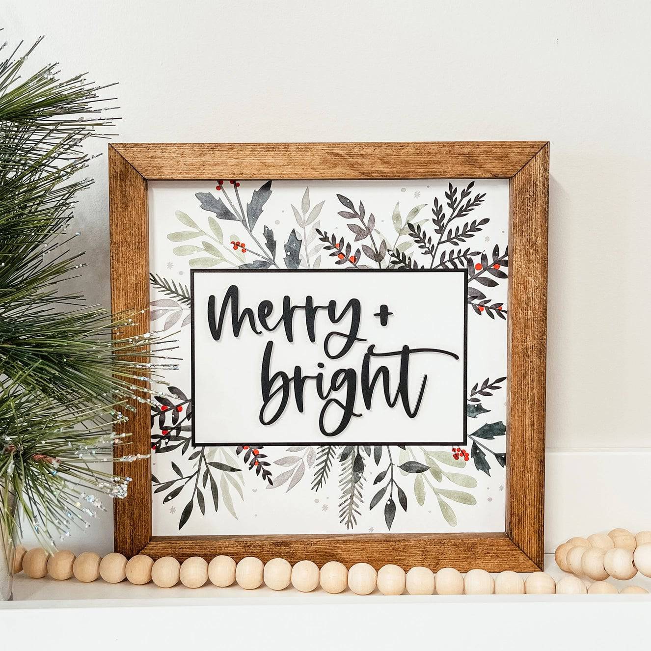 Merry + Bright 3D Framed Wood Sign (SALE) - The Local Space