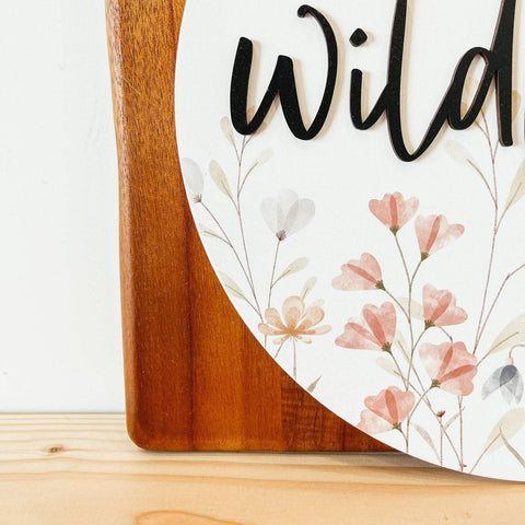 She Is A Wildflower 3D Round Wooden Sign - The Local Space