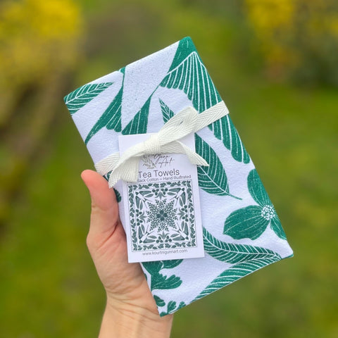 Kourtni Gunn Art Green Bird Tea Towel - 100% Cotton - The Local Space