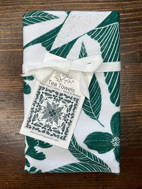 Kourtni Gunn Art Green Bird Tea Towel - 100% Cotton - The Local Space