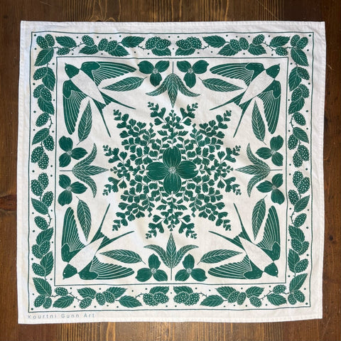 Kourtni Gunn Art Green Bird Tea Towel - 100% Cotton - The Local Space