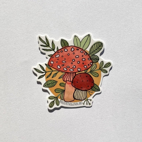 Kourtni Gunn Art Red Mushroom & Ferns Sticker - The Local Space