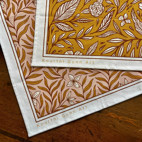 Kourtni Gunn Art Yellow Floral Tea Towel - 100% Cotton
