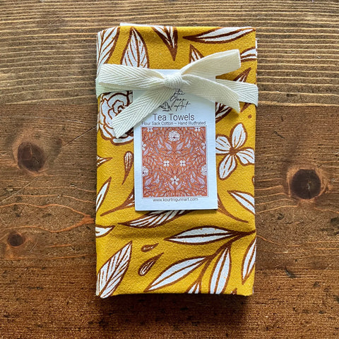 Kourtni Gunn Art Yellow Floral Tea Towel - 100% Cotton