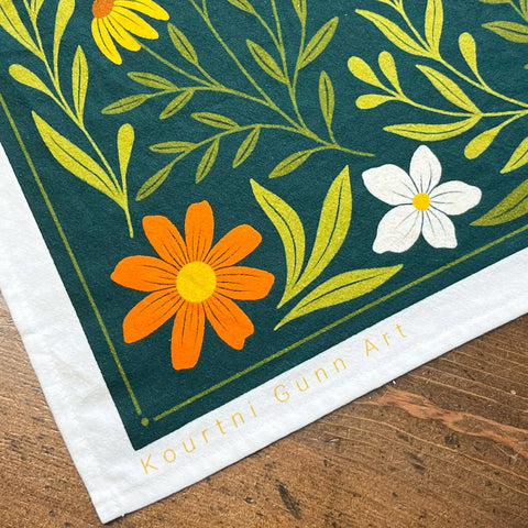 Kourtni Gunn Art Flower Garden Tea Towel - 100% Cotton