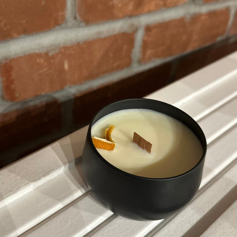 Little House Creations Satsuma Tangerine wood wick candle 6oz soy candle - The Local Space