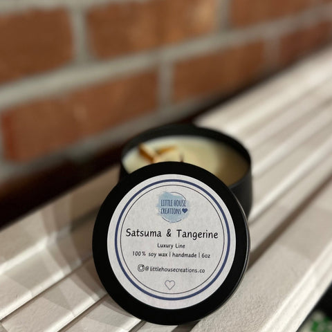 Little House Creations Satsuma Tangerine wood wick candle 6oz soy candle - The Local Space